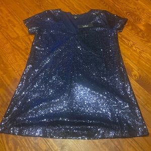 Navy blue sparkly t shirt dress